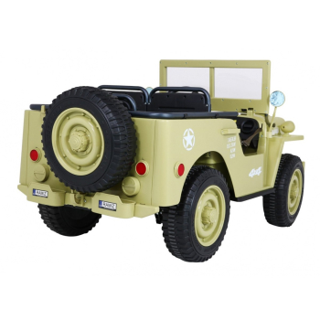 Autko Wojskowe Retro dla 3 dzieci Matcha + Napęd 4x4 + Schowki + EVA + Wolny Start + MP3 LED